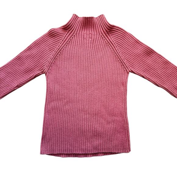 Tea Collection Pink Ribbed Knit Mock Neck Sweater Size 5 - Picture 4 of 5